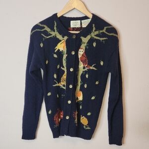 Northern Treasures 100% Wool Embroidered Cardigan, size SP